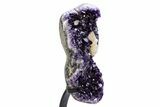 Amethyst Geode w/ Calcite on Metal Stand - Uruguay #306884-2